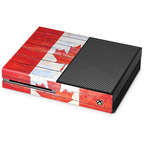 Canada Flag Light Wood Xbox One Console Skin